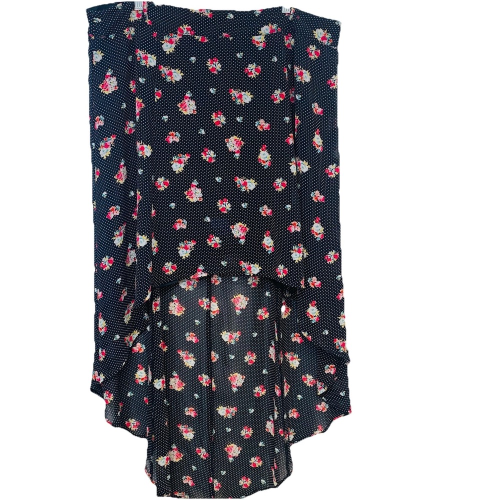Torrid Hi Low  Maxi Skirt Sz 18  Black Pink Floral Polka Dots Flowy‎ Boho Lined